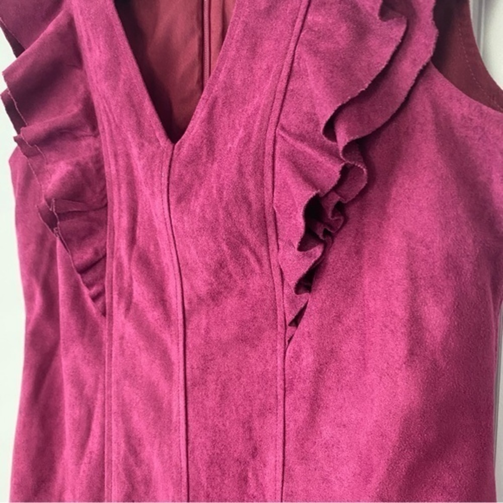 Jade Melody Tam Sleeveless Suede Deep V-Neck Sheath Mini Dress Sz S - Picture 4 of 6